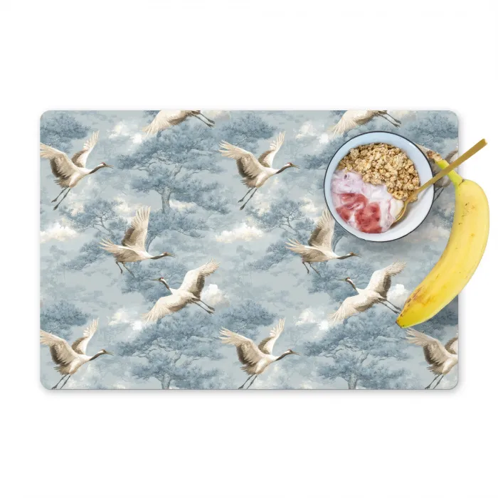 Wolken - Kraanvogels - Blauw Placemat vinyl groot 368 -zzzproduct_Kitchenyeah-website