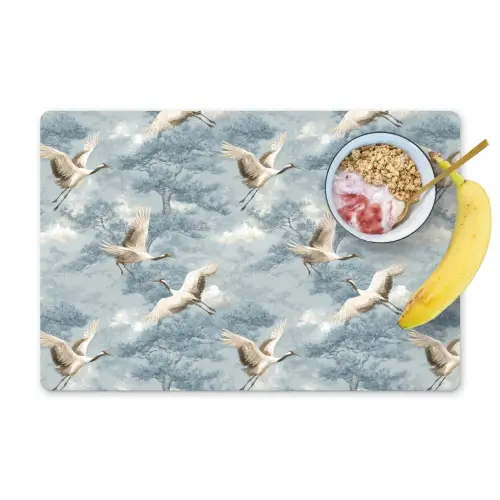 Wolken - Kraanvogels - Blauw Placemat vinyl groot 368 -zzzproduct_Kitchenyeah-website