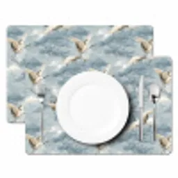 Wolken - Kraanvogels - Blauw Placemat vinyl groot 368 -zzsfeer2_Kitchenyeah-website