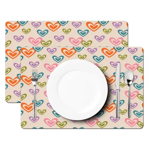 Kleurrijk - Hartjes - Patroon - Beige Placemat vinyl groot 368 -zzsfeer2_Kitchenyeah-website