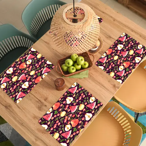 Donker - Bladeren - Fruit - Patroon Placemat vinyl groot 368 -zzsfeer5_Kitchenyeah-website