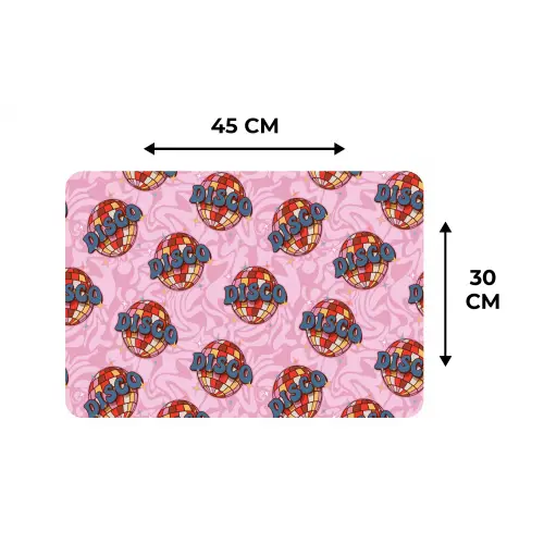 Disco - Bal - Patroon - Roze Placemat vinyl groot 368 -specs