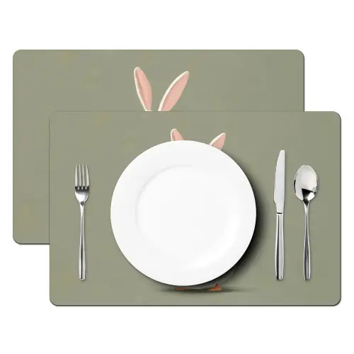 Eend - Konijnoren - Grijs Placemat vinyl groot -zzsfeer2_Kitchenyeah-website
