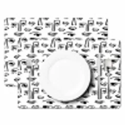 Gezicht - Zwart - Lijnen - Artistiek Placemat vinyl groot 368 -zzsfeer2_Kitchenyeah-website