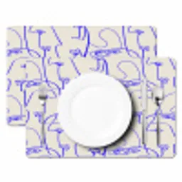 Gezicht - Blauw - Lijnen - Beige Placemat vinyl groot 368 -zzsfeer2_Kitchenyeah-website