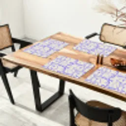 Gezicht - Blauw - Lijnen - Beige Placemat vinyl groot 368 -zzsfeer4_Kitchenyeah-website