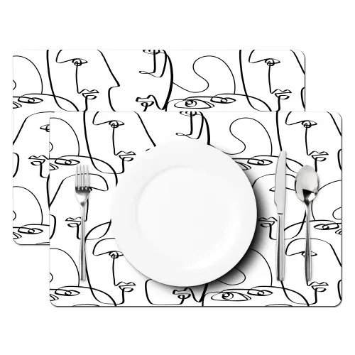 Gezichten - Abstract - Contourlijnen Placemat vinyl groot 368 -zzsfeer2_Kitchenyeah-website