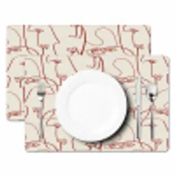 Gezichten - Abstract - Rood - Beige Placemat vinyl groot 368 -zzsfeer2_Kitchenyeah-website
