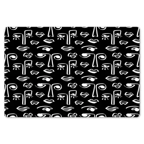 Gezichten - Zwart - Wit - Contrast Placemat vinyl groot 368 -zzsfeer1_Kitchenyeah-website