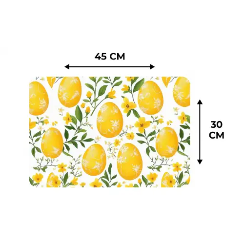 Bloemen - Paaseieren - Geel Placemat vinyl groot -specs
