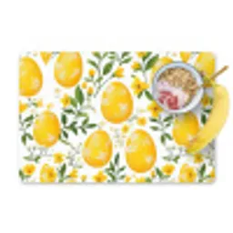 Bloemen - Paaseieren - Geel Placemat vinyl groot -zzzproduct_Kitchenyeah-website
