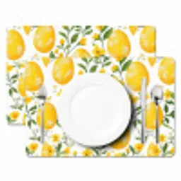 Bloemen - Paaseieren - Geel Placemat vinyl groot -zzsfeer2_Kitchenyeah-website