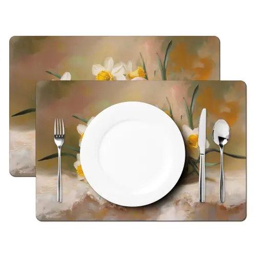 Bloemen - Eieren - Geschilderd Placemat vinyl groot -zzsfeer2_Kitchenyeah-website