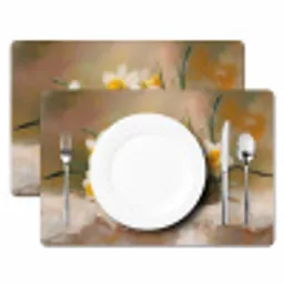 Bloemen - Eieren - Geschilderd Placemat vinyl groot -zzsfeer2_Kitchenyeah-website