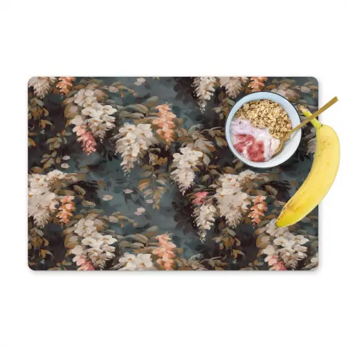Bloemen - Bladeren - Donker - Patroon Placemat vinyl groot 368 -zzzproduct_Kitchenyeah-website