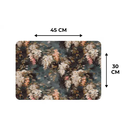 Bloemen - Bladeren - Donker - Patroon Placemat vinyl groot 368 -specs