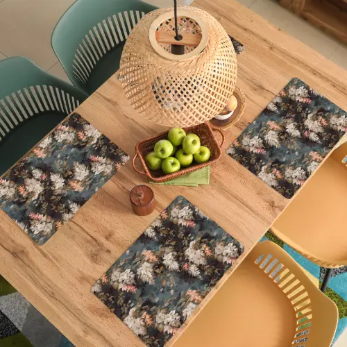 Bloemen - Bladeren - Donker - Patroon Placemat vinyl groot 368 -zzsfeer5_Kitchenyeah-website