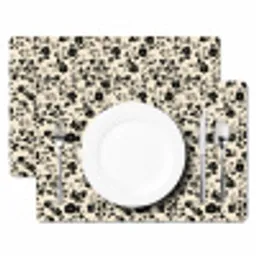 Bloemen - Dessin - Zwart Placemat vinyl groot 368 -zzsfeer2_Kitchenyeah-website