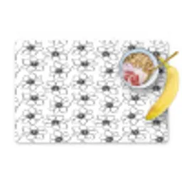 Bloemen - Patroon - Zwart - Wit Placemat vinyl groot 368 -zzzproduct_Kitchenyeah-website