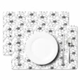 Bloemen - Patroon - Zwart - Wit Placemat vinyl groot 368 -zzsfeer2_Kitchenyeah-website