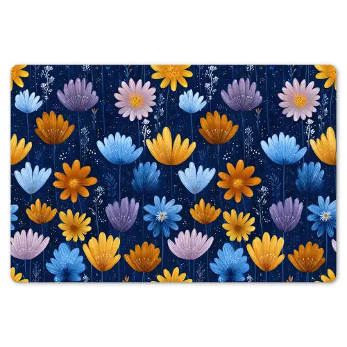 Bloemen - Patroon - Blauw - Contrast Placemat vinyl groot -zzsfeer1_Kitchenyeah-website