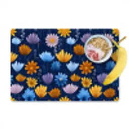 Bloemen - Patroon - Blauw - Contrast Placemat vinyl groot -zzzproduct_Kitchenyeah-website