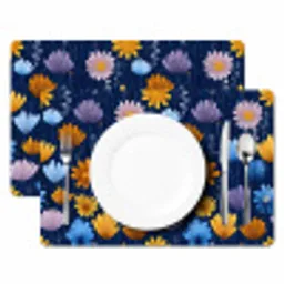Bloemen - Patroon - Blauw - Contrast Placemat vinyl groot -zzsfeer2_Kitchenyeah-website