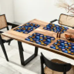 Bloemen - Patroon - Blauw - Contrast Placemat vinyl groot -zzsfeer4_Kitchenyeah-website