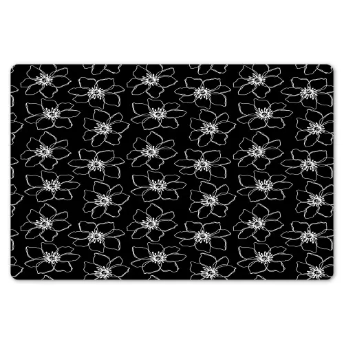 Bloemen - Patroon - Wit - Zwart Placemat vinyl groot 368 -zzsfeer1_Kitchenyeah-website