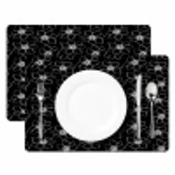 Bloemen - Patroon - Wit - Zwart Placemat vinyl groot 368 -zzsfeer2_Kitchenyeah-website