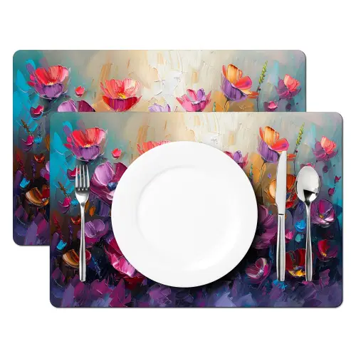 Bloemen - Paars - Kleurrijk - Handgeschilderd - Kunst Placemat vinyl groot -zzsfeer2_Kitchenyeah-website