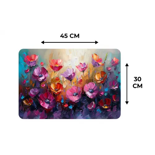 Bloemen - Paars - Kleurrijk - Handgeschilderd - Kunst Placemat vinyl groot -specs