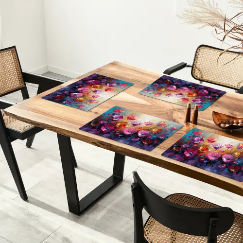 Bloemen - Paars - Kleurrijk - Handgeschilderd - Kunst Placemat vinyl groot -zzsfeer4_Kitchenyeah-website