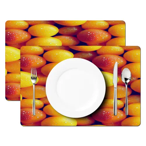 Vrucht - Waterdruppels - Oranje Placemat vinyl groot 368 -zzsfeer2_Kitchenyeah-website
