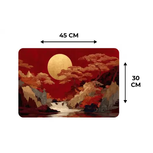 Volle maan - Landschap - Waterval Placemat vinyl groot -specs