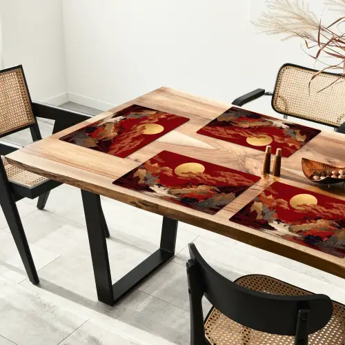 Volle maan - Landschap - Waterval Placemat vinyl groot -zzsfeer4_Kitchenyeah-website