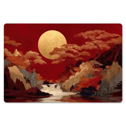 Volle maan - Landschap - Waterval Placemat vinyl groot -zzsfeer1_Kitchenyeah-website