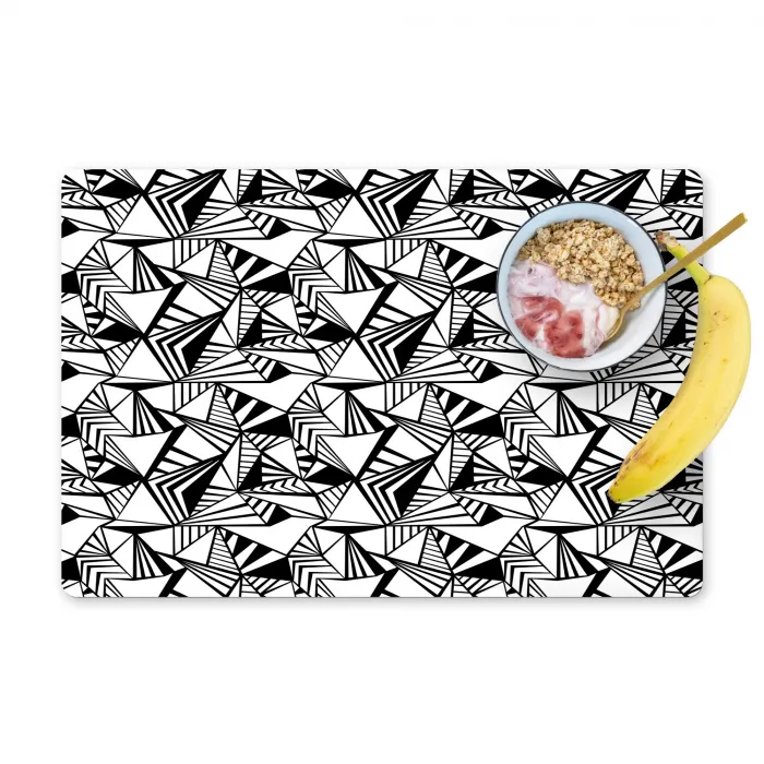 Geometrie - Driehoeken - Zwart - Wit Placemat vinyl groot 368 -zzzproduct_Kitchenyeah-website
