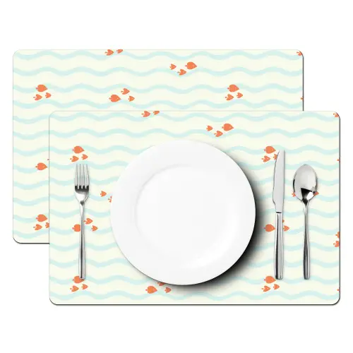 Golf - Vis - Blauw - Oranje Placemat vinyl groot 368 -zzsfeer2_Kitchenyeah-website