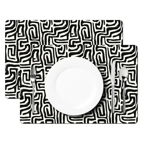 Grafisch - Lijnen - Zwart - Wit Placemat vinyl groot 368 -zzsfeer2_Kitchenyeah-website