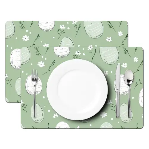 Groen - Eieren - Patroon Placemat vinyl groot -zzsfeer2_Kitchenyeah-website