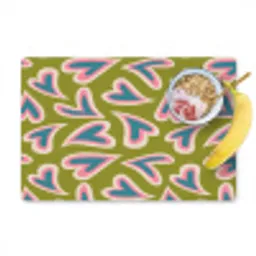 Groen - Retro - Hartjes - Patroon Placemat vinyl groot 368 -zzzproduct_Kitchenyeah-website