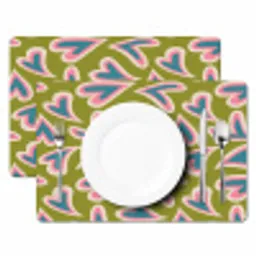 Groen - Retro - Hartjes - Patroon Placemat vinyl groot 368 -zzsfeer2_Kitchenyeah-website