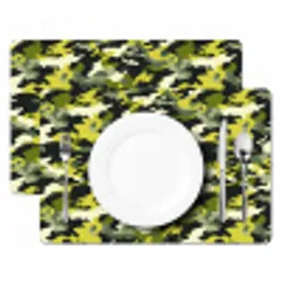 Groen - Geel - Camouflage - Patroon Placemat vinyl groot 368 -zzsfeer2_Kitchenyeah-website
