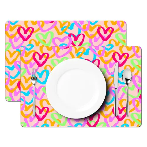 Hart - Neon - Patroon - Kleur Placemat vinyl groot 368 -zzsfeer2_Kitchenyeah-website