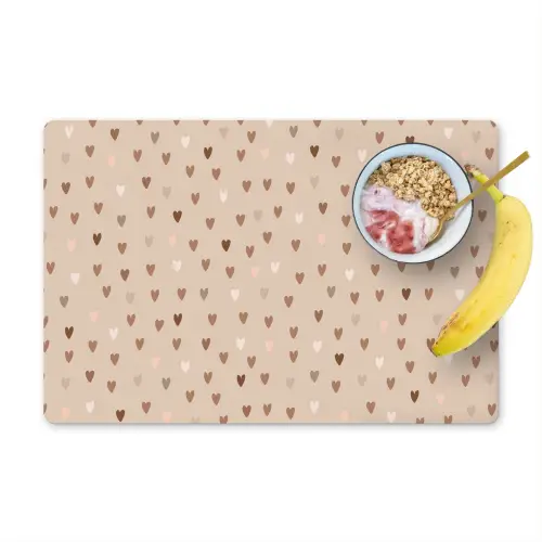 Hartjes - Bruin - Patronen - Kind Placemat vinyl groot -zzzproduct_Kitchenyeah-website