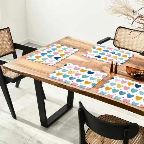 Hartjes - Pastel - Kleurcontrast - Handgetekend Placemat vinyl groot -zzsfeer4_Kitchenyeah-website