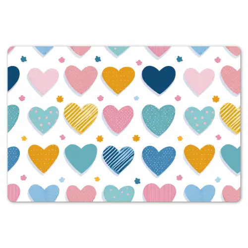 Hartjes - Pastel - Kleurcontrast - Handgetekend Placemat vinyl groot -zzsfeer1_Kitchenyeah-website
