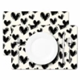 Hartjes - Patroon - Zwart Placemat vinyl groot 368 -zzsfeer2_Kitchenyeah-website