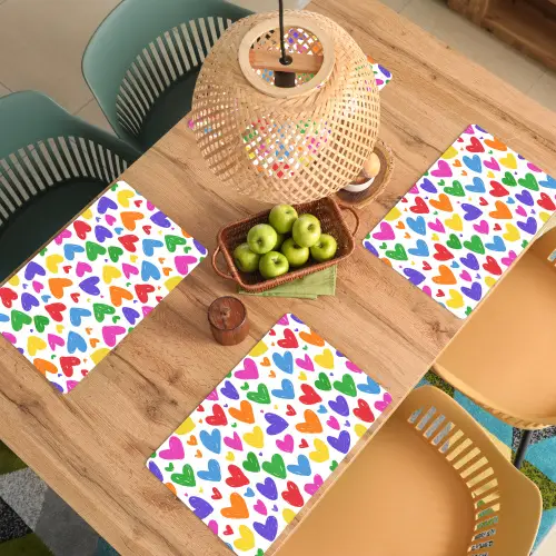 Hartjes - Patroon - Kleurrijk - Tekening Placemat vinyl groot -zzsfeer5_Kitchenyeah-website